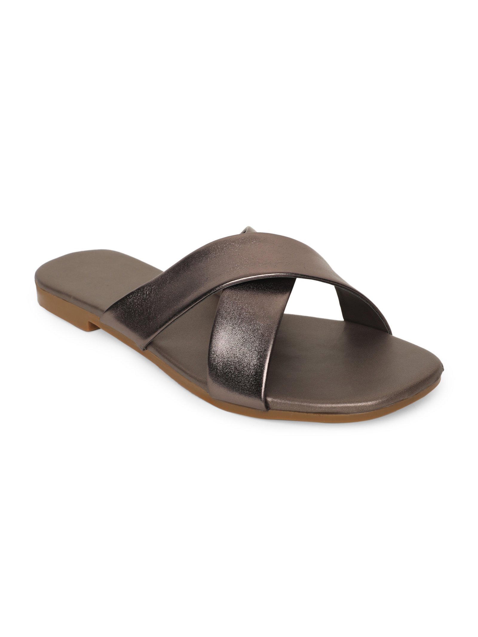 Women Dark Grey Solid Open Toe Flats X
