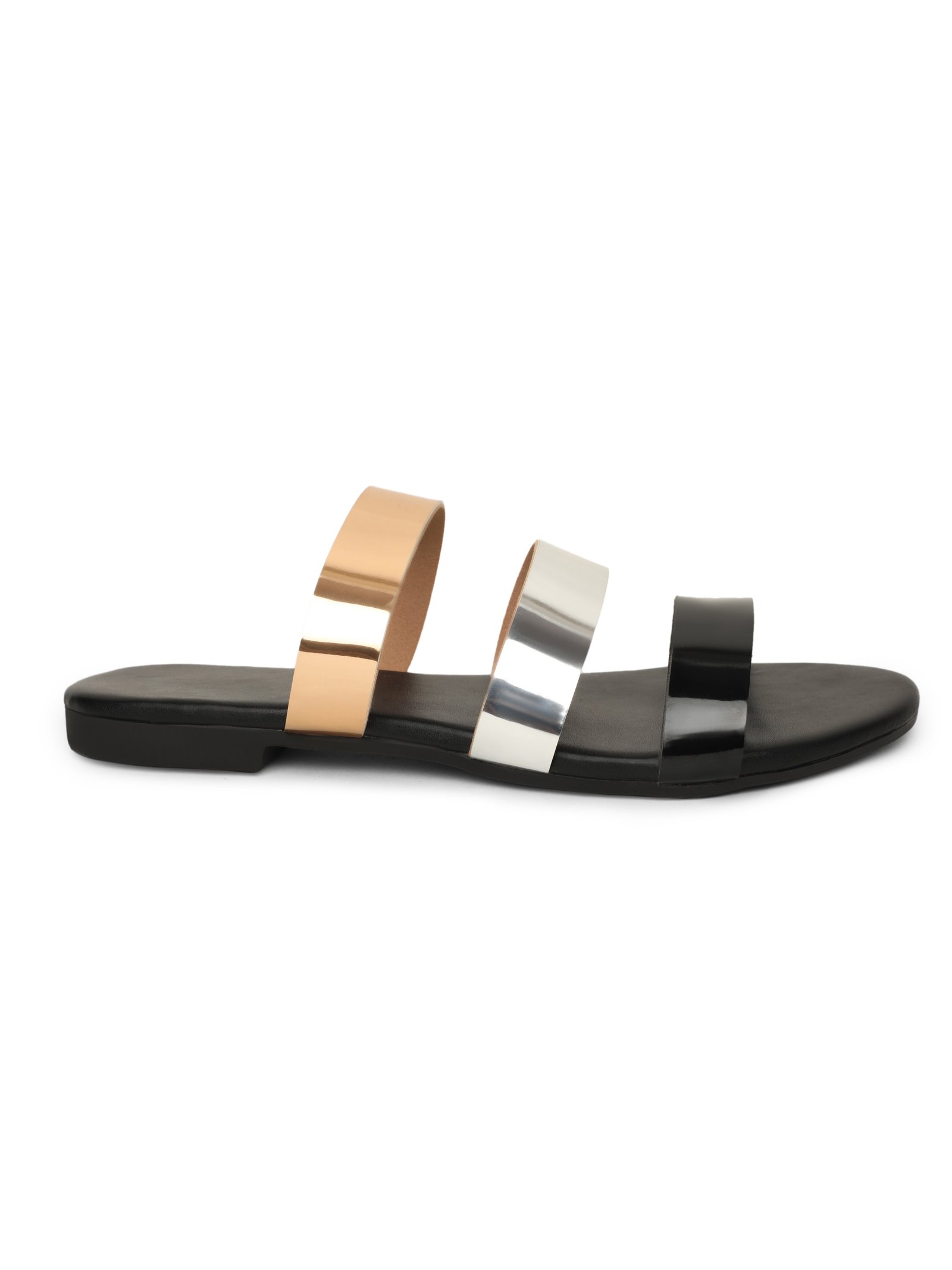 Women Black Solid Open Toe Flats X