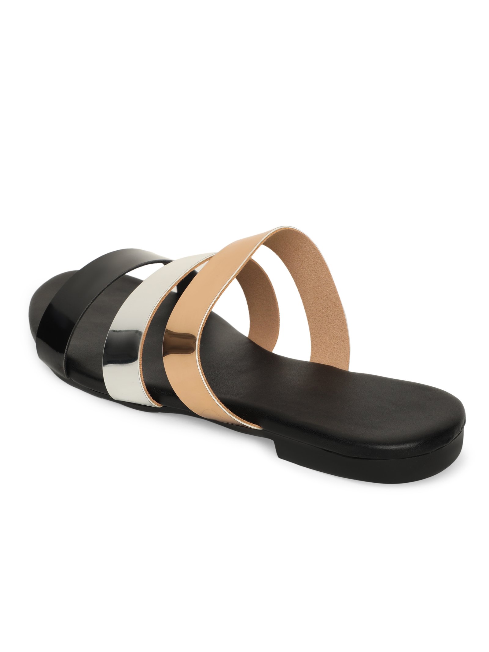 Women Black Solid Open Toe Flats X