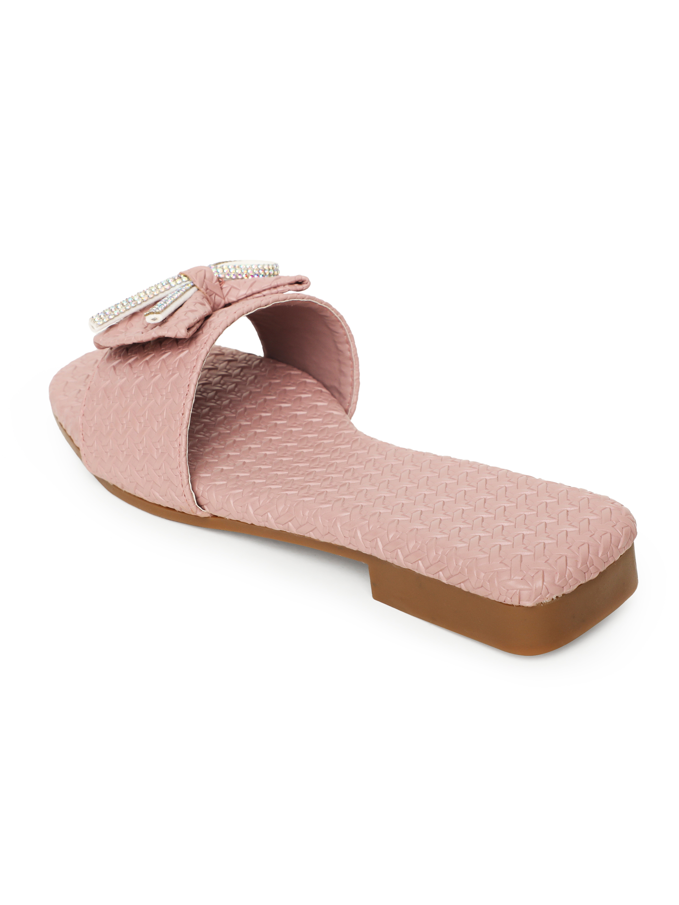 Women Pink Open Toe Flats with Bows