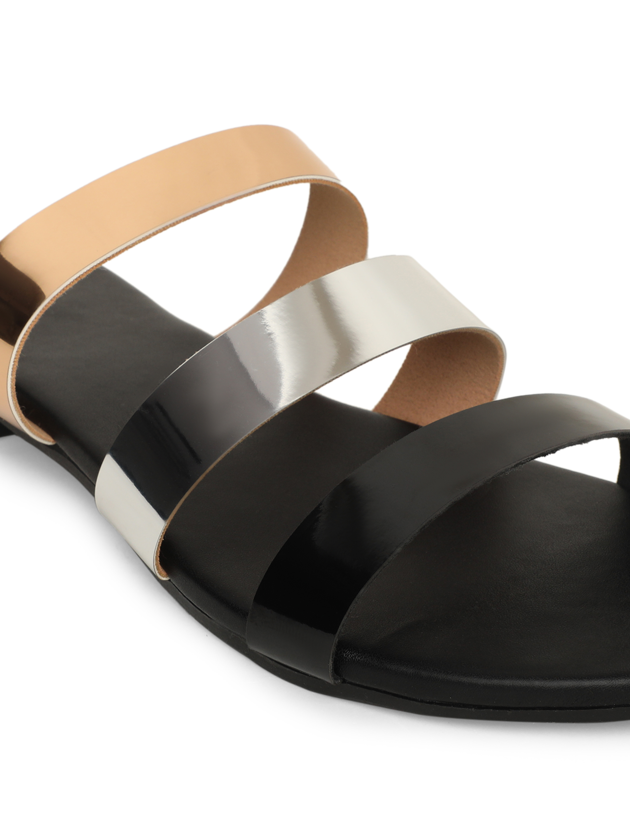 Women Black Solid Open Toe Flats X